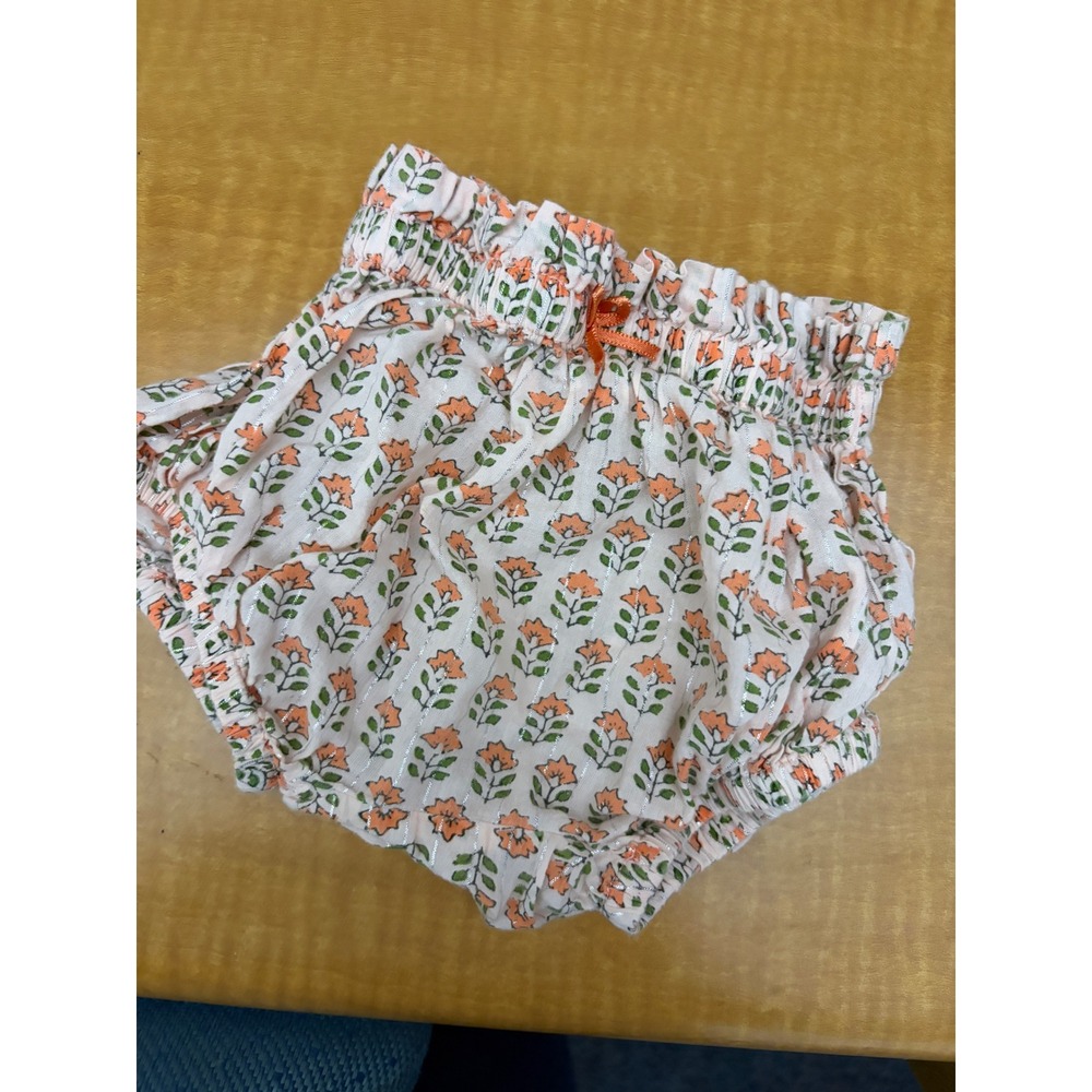 Pink Chicken New York Baby Floral Bloomers Orange Green Lurex Shimmer 12/18M